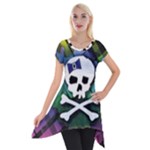 Rainbow Plaid Skull Short Sleeve Side Drop Tunic