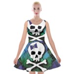 Rainbow Plaid Skull Velvet Skater Dress