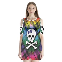 Rainbow Plaid Skull Shoulder Cutout Velvet One Piece from ArtsNow.com