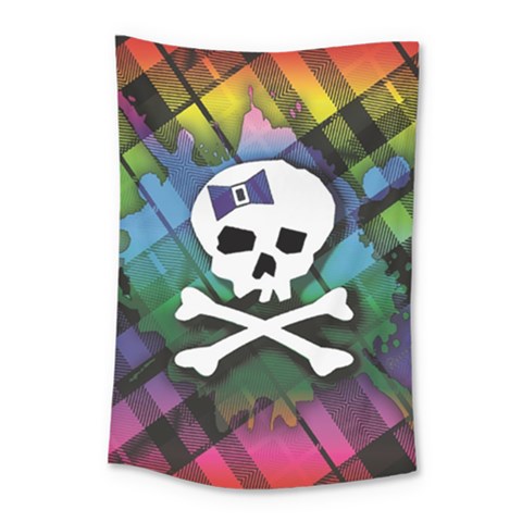 Rainbow Plaid Skull Small Tapestry from ArtsNow.com