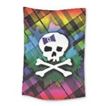 Rainbow Plaid Skull Small Tapestry