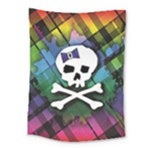 Rainbow Plaid Skull Medium Tapestry