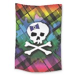 Rainbow Plaid Skull Large Tapestry