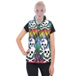 Rainbow Plaid Skull Women s Button Up Vest