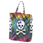 Rainbow Plaid Skull Giant Grocery Tote