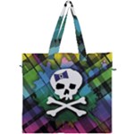 Rainbow Plaid Skull Canvas Travel Bag