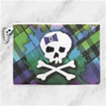 Rainbow Plaid Skull Canvas Cosmetic Bag (XL)