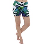 Rainbow Plaid Skull Lightweight Velour Yoga Shorts