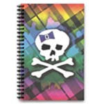 Rainbow Plaid Skull 5.5  x 8.5  Notebook