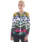 Rainbow Plaid Skull Velour Zip Up Jacket