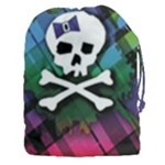 Rainbow Plaid Skull Drawstring Pouch (XXXL)