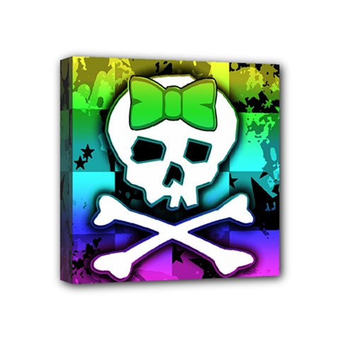 Rainbow Skull Mini Canvas 4  x 4  (Stretched) from ArtsNow.com