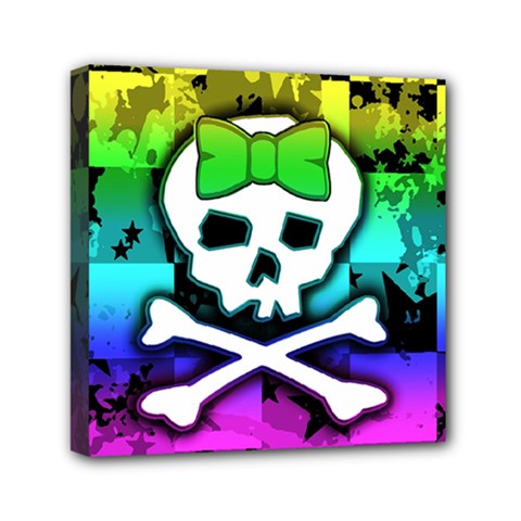 Rainbow Skull Mini Canvas 6  x 6  (Stretched) from ArtsNow.com