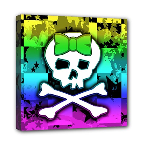 Rainbow Skull Mini Canvas 8  x 8  (Stretched) from ArtsNow.com