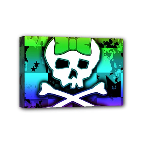 Rainbow Skull Mini Canvas 6  x 4  (Stretched) from ArtsNow.com
