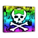 Rainbow Skull Canvas 14  x 11  (Stretched)