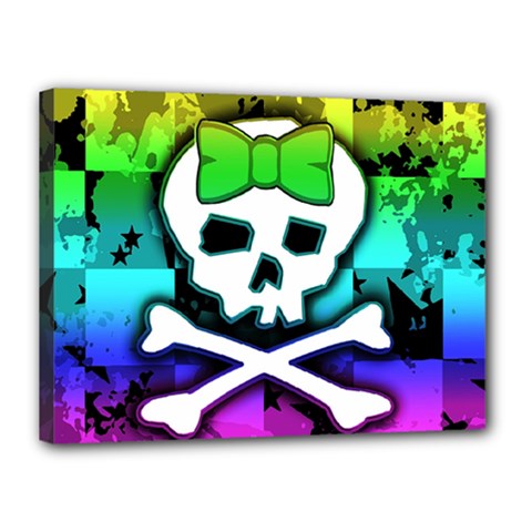 Rainbow Skull Canvas 16  x 12  (Stretched) from ArtsNow.com