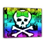 Rainbow Skull Canvas 16  x 12  (Stretched)