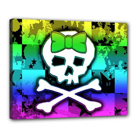 Rainbow Skull Canvas 20  x 16  (Stretched) from ArtsNow.com