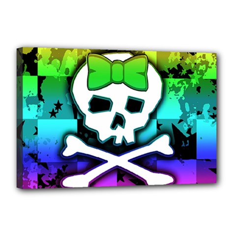 Rainbow Skull Canvas 18  x 12  (Stretched) from ArtsNow.com