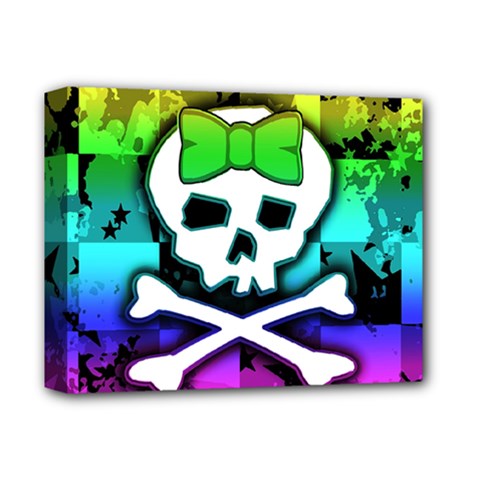 Rainbow Skull Deluxe Canvas 14  x 11  (Stretched) from ArtsNow.com