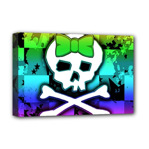Rainbow Skull Deluxe Canvas 18  x 12  (Stretched) from ArtsNow.com