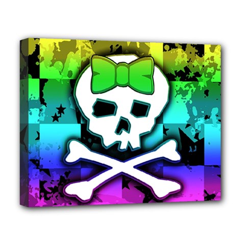 Rainbow Skull Deluxe Canvas 20  x 16  (Stretched) from ArtsNow.com
