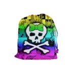 Rainbow Skull Drawstring Pouch (Large)