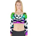 Rainbow Skull Long Sleeve Crop Top