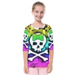 Rainbow Skull Kids  Quarter Sleeve Raglan Tee