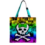 Rainbow Skull Zipper Grocery Tote Bag