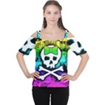 Rainbow Skull Cutout Shoulder Tee