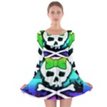 Rainbow Skull Long Sleeve Skater Dress