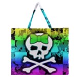 Rainbow Skull Zipper Large Tote Bag