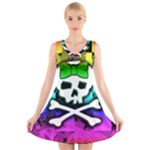 Rainbow Skull V-Neck Sleeveless Dress