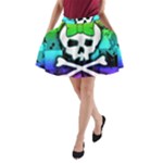 Rainbow Skull A-Line Pocket Skirt