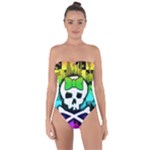 Rainbow Skull Tie Back One Piece Swimsuit