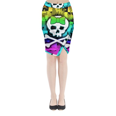 Rainbow Skull Midi Wrap Pencil Skirt from ArtsNow.com
