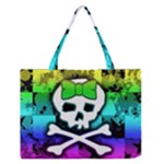 Rainbow Skull Zipper Medium Tote Bag