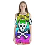 Rainbow Skull Shoulder Cutout Velvet One Piece