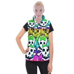 Rainbow Skull Women s Button Up Vest from ArtsNow.com