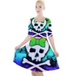 Rainbow Skull Quarter Sleeve A-Line Dress