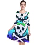 Rainbow Skull Quarter Sleeve Waist Band Dress