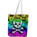 Rainbow Skull Full Print Rope Handle Tote (Large)