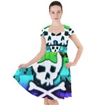 Rainbow Skull Cap Sleeve Midi Dress