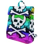 Rainbow Skull Flap Top Backpack