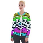 Rainbow Skull Velour Zip Up Jacket