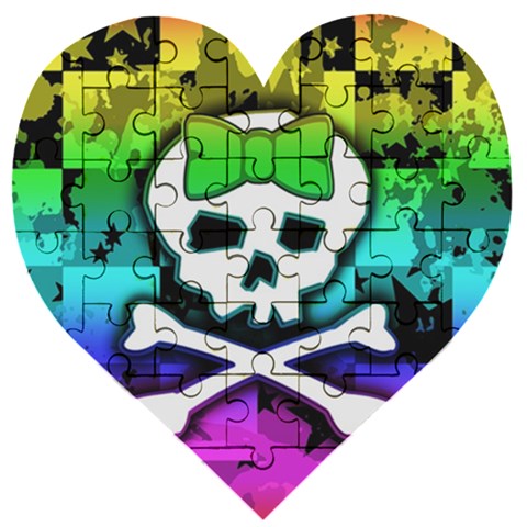 Rainbow Skull Wooden Puzzle Heart from ArtsNow.com