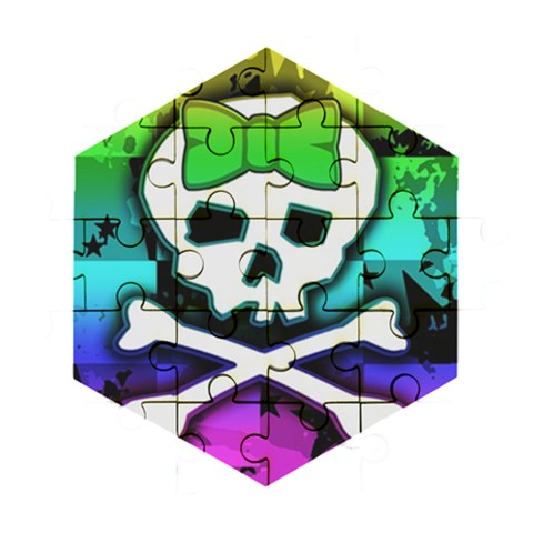 Rainbow Skull Wooden Puzzle Hexagon from ArtsNow.com