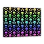 Rainbow Skull and Crossbones  Canvas 16  x 12  (Stretched)